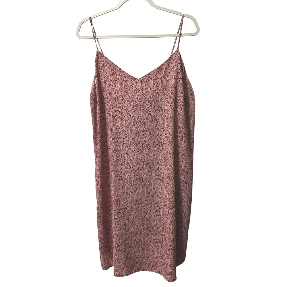 Joe Fresh Red Paisley V-Neck Spaghetti Strap Tie Back Slip Dress L Boho Summer